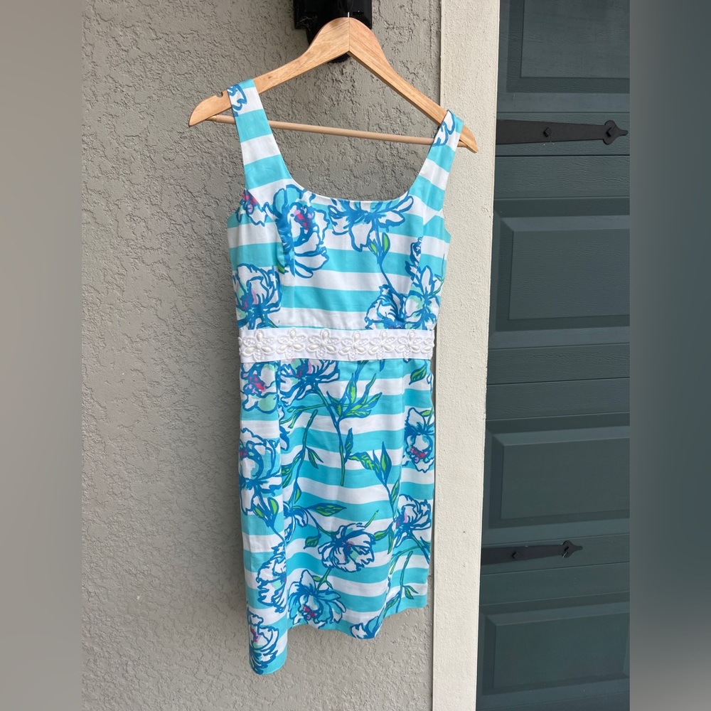 Lilly Pulitzer Size 4 Shorely Blue Tossing The Line Coastal Serena Dress Beach